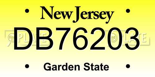 DB76203 New Jersey License Plate