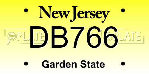 DB766 New Jersey License Plate