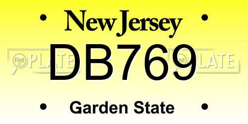 DB769 New Jersey License Plate
