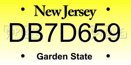 DB7D659 New Jersey License Plate