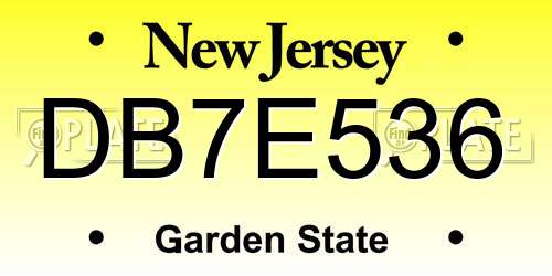 DB7E536 New Jersey License Plate