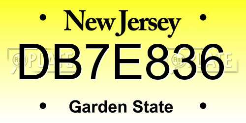 DB7E836 New Jersey License Plate