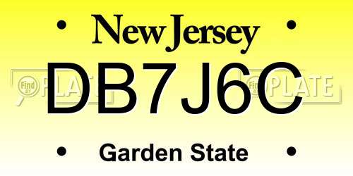 DB7J6C New Jersey License Plate