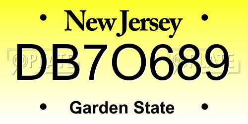 DB7O689 New Jersey License Plate