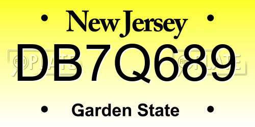 DB7Q689 New Jersey License Plate