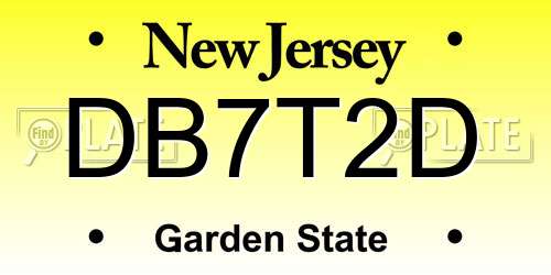 DB7T2D New Jersey License Plate