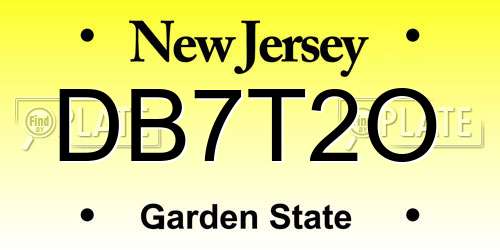 DB7T2O New Jersey License Plate
