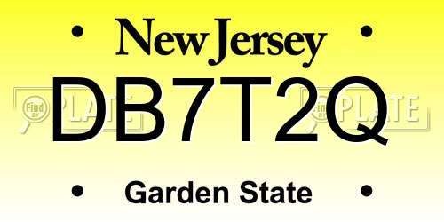 DB7T2Q New Jersey License Plate