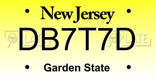 DB7T7D New Jersey License Plate