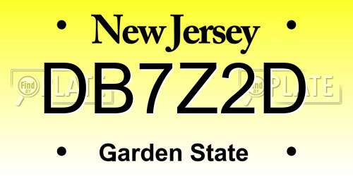 DB7Z2D New Jersey License Plate