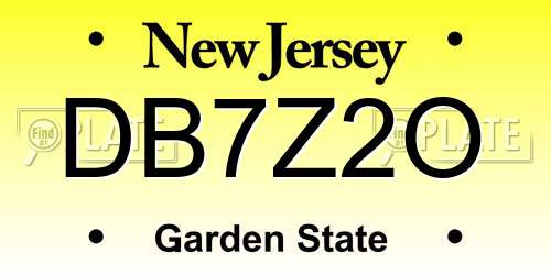 DB7Z2O New Jersey License Plate