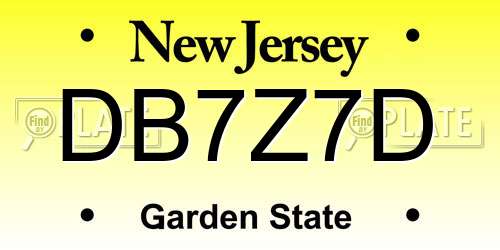 DB7Z7D New Jersey License Plate