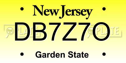 DB7Z7O New Jersey License Plate