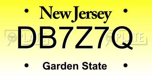 DB7Z7Q New Jersey License Plate