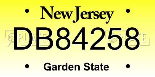 DB84258 New Jersey License Plate