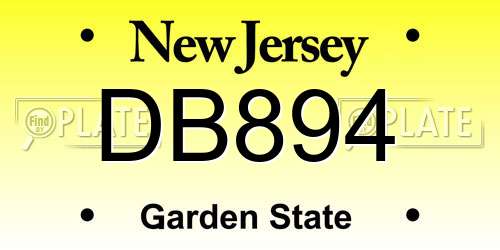 DB894 New Jersey License Plate