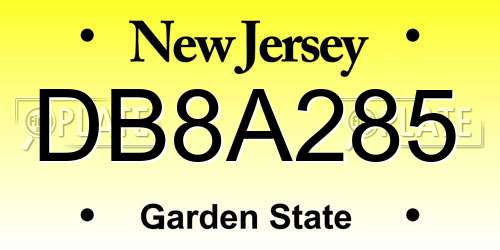 DB8A285 New Jersey License Plate