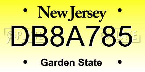 DB8A785 New Jersey License Plate