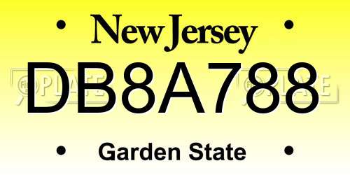 DB8A788 New Jersey License Plate