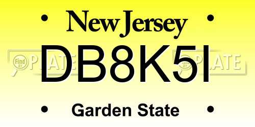 DB8K5I New Jersey License Plate