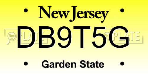 DB9T5G New Jersey License Plate