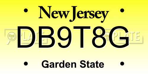 DB9T8G New Jersey License Plate