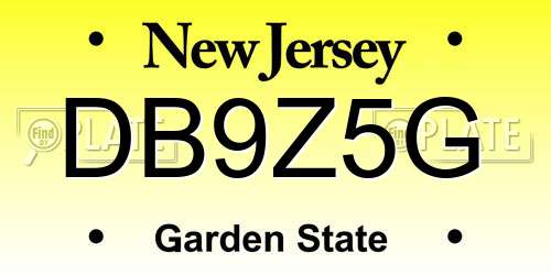 DB9Z5G New Jersey License Plate