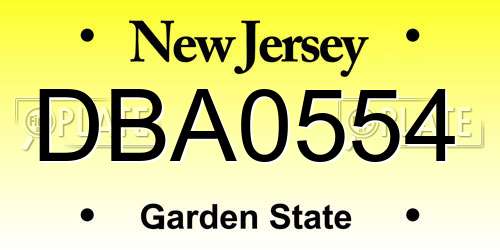 DBA0554 New Jersey License Plate
