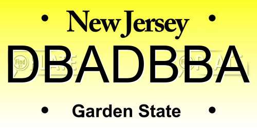 DBADBBA New Jersey License Plate