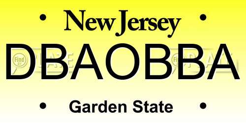 DBAOBBA New Jersey License Plate