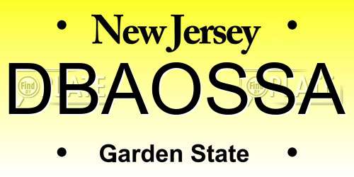 DBAOSSA New Jersey License Plate
