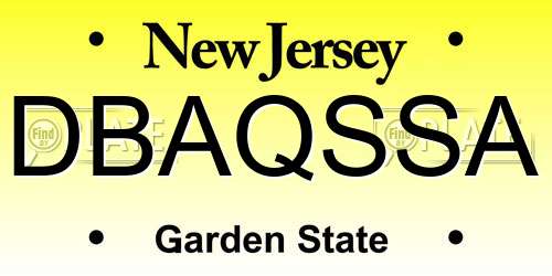 DBAQSSA New Jersey License Plate