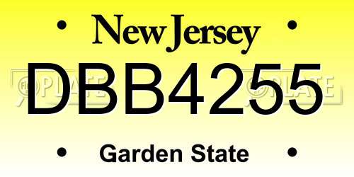 DBB4255 New Jersey License Plate