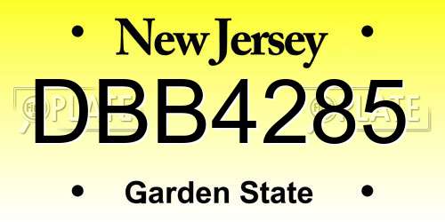 DBB4285 New Jersey License Plate