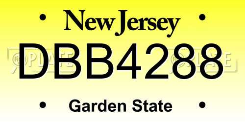 DBB4288 New Jersey License Plate