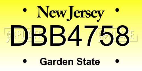 DBB4758 New Jersey License Plate