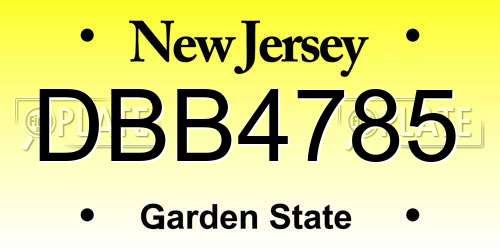 DBB4785 New Jersey License Plate