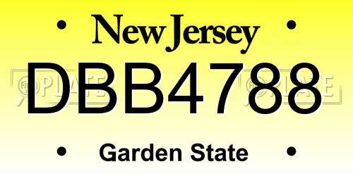 DBB4788 New Jersey License Plate