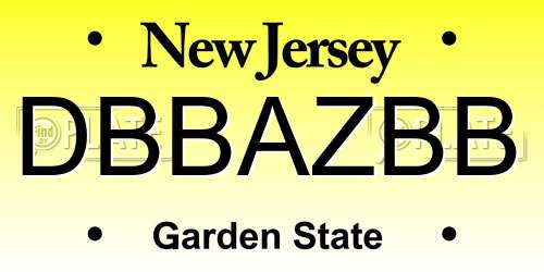 DBBAZBB New Jersey License Plate