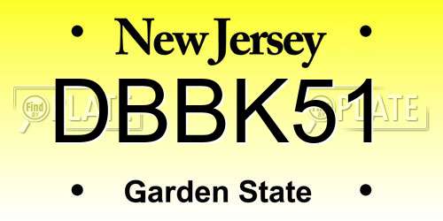DBBK51 New Jersey License Plate