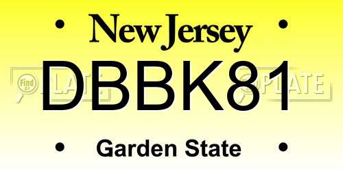 DBBK81 New Jersey License Plate