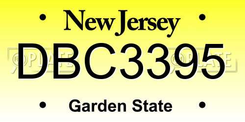 DBC3395 New Jersey License Plate