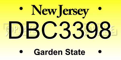 DBC3398 New Jersey License Plate