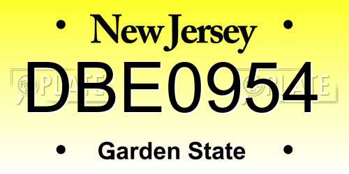 DBE0954 New Jersey License Plate