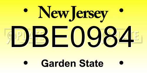 DBE0984 New Jersey License Plate