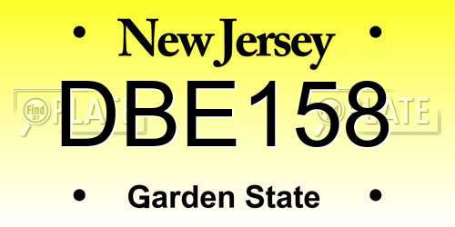 DBE158 New Jersey License Plate