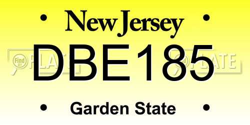 DBE185 New Jersey License Plate