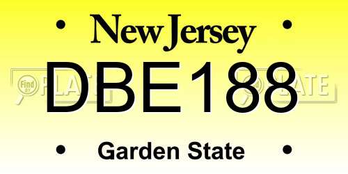 DBE188 New Jersey License Plate