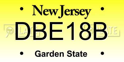 DBE18B New Jersey License Plate