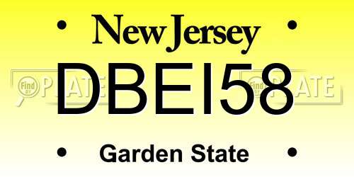 DBEI58 New Jersey License Plate